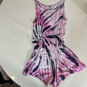 Pink and Black Jumpsuit with Swirled Pattern